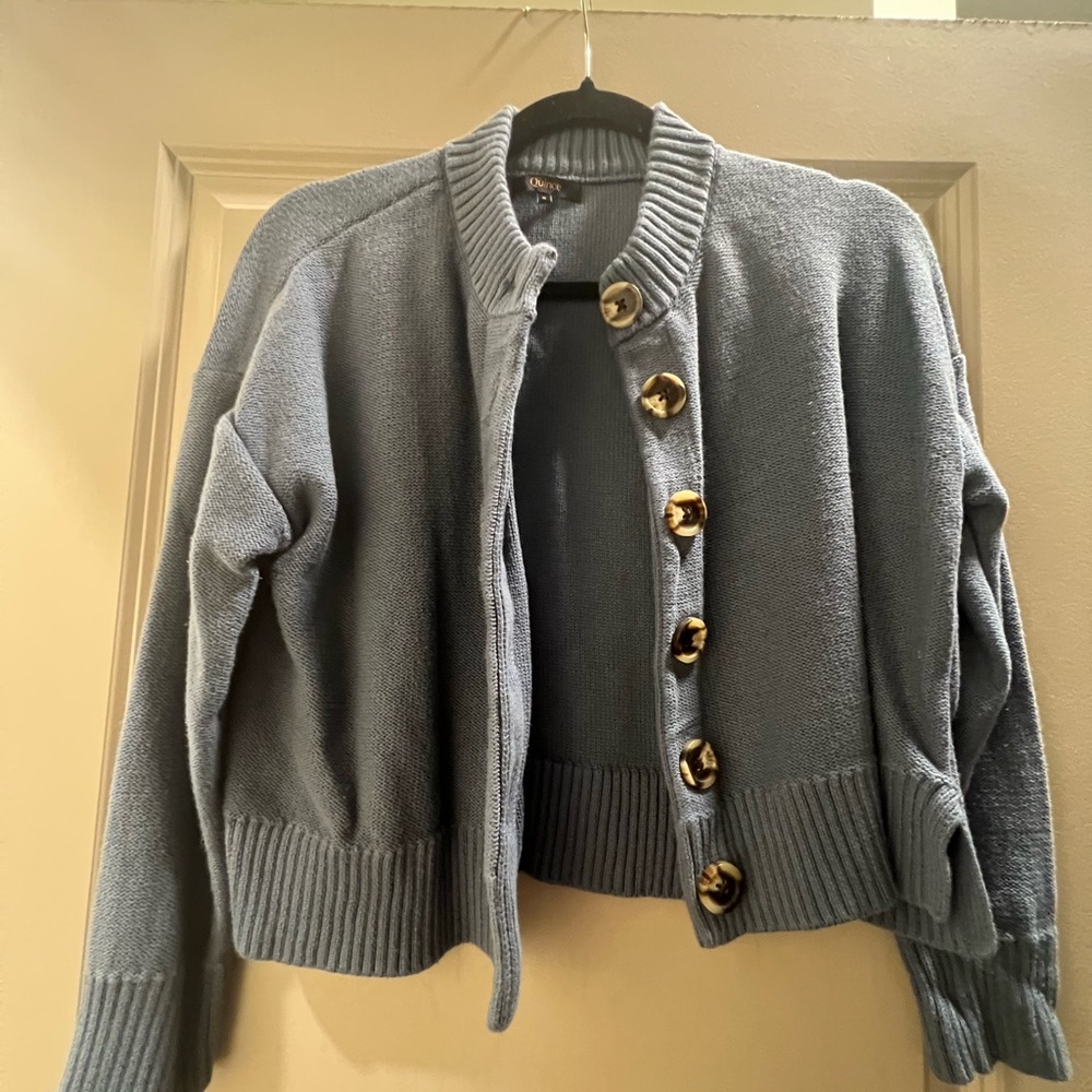 Quince blue Button-Up Cardigan